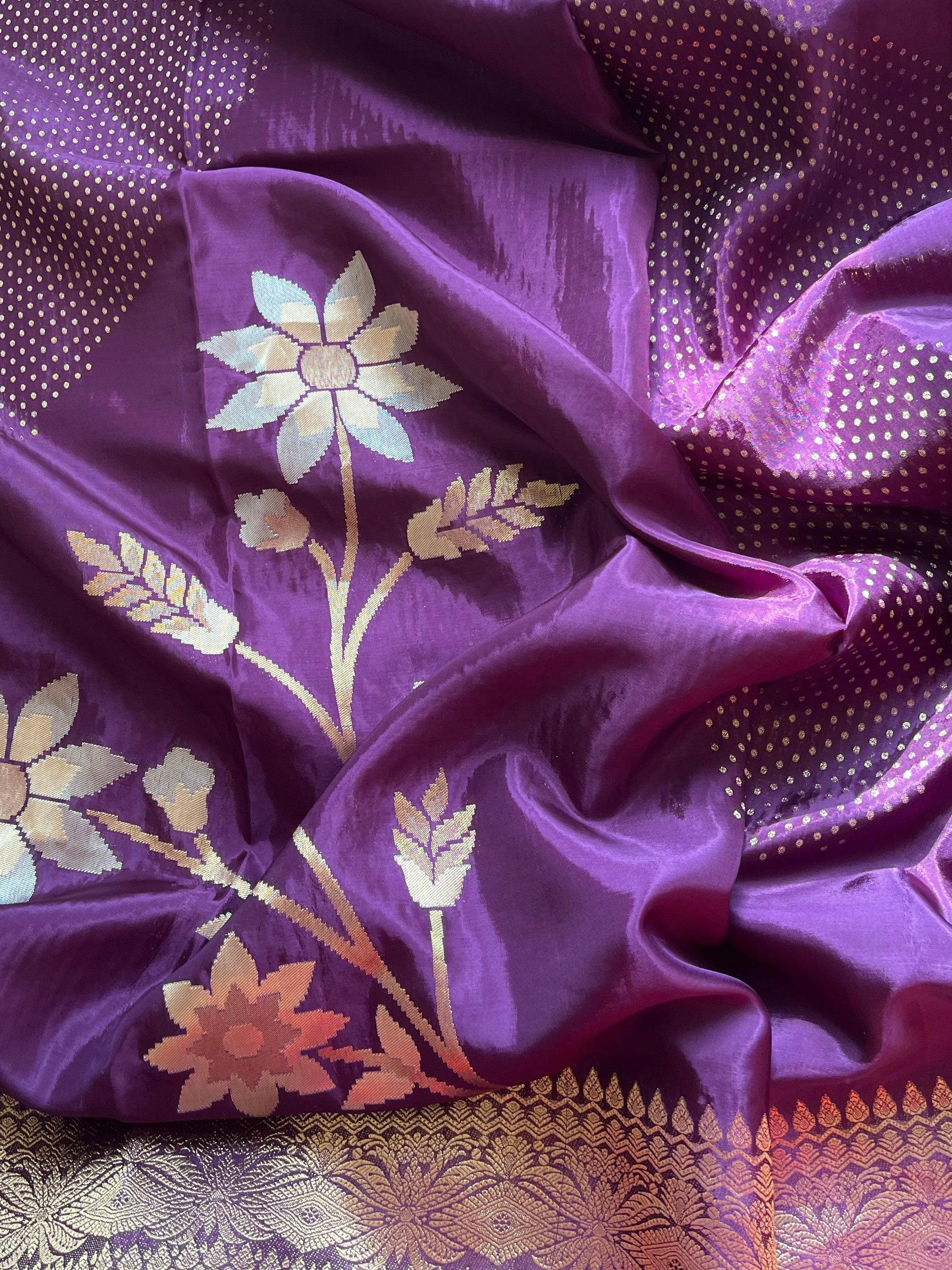 Purple Viscose Silk Saree